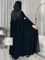 عباية سكينه l دبل كلوش مخمل كوري - اسود
