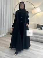 عباية ميسون l بقماش شانيل مع مخمل - اسود (2)