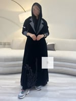 عباية جوزين - مخمل اصلي مطرز - رمادي