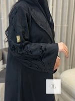 عباية هيام (2) l بقماش شامواه فلوكي - اسود