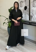 عباية بقماش كريب دنسون - زيتي غامق