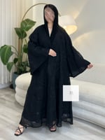 تشكيلة العيد - عباية اورجنزا تطريز ريش اسود - كم و...