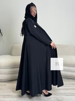 عباية محاسن l كتان دبل كلوش- اسود