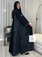 عباية الكلوش صيفي ابو وردة - اسود