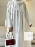 عباية لنن مكسر خفيف صيفي - اوف وايت