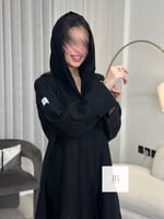 عباية ميني مات بتطريز حديث - اسود