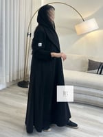 عباية البتول l بقماش شامواه اسود تدخيلات صوف - اسو...