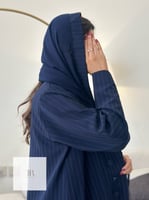 طقم كريب مقلم - كحلي