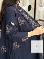 عباية كريب سعودي تطريز كامل - كحلي