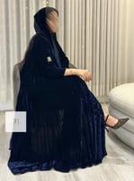 عباية تاليا l بقماش مخمل كوري كسرات كامل - كحلي (2...