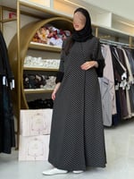 عباية سماة بقماش كريب ملكي مبطن بشيفون منقط ساده (...
