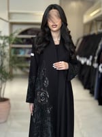 عباية صولا بقماش كريب ايطالي بشك اخضر واحمر