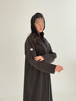 عباية يسرى بقماش جوخ مع شامواه شتوي اسود