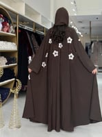 عباية مناير بقماش كريب ويفر مطرز بني محمر