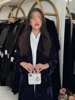 عباية هوازن بقماش مخمل كوري كحلي طباعه رمادي ( الط...