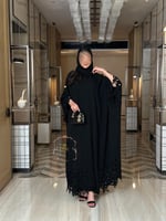 عباية لونيا بقماش انترنت كويتي تخريم كمبيوتر اسود