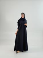 عباية ملاذ بقماش كريب رموش دبل كلوش كحلي (طرحه بكس...