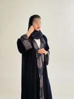 عباية ابريكا بقماش مخمل كوري دبل فيس كحلي