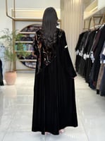 عباية سولارا بقماش مخمل كوري تدخيلات شيفون مخمل بش...