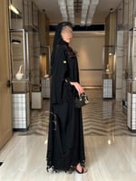 عباية لونيا بقماش انترنت كويتي تخريم كمبيوتر اسود