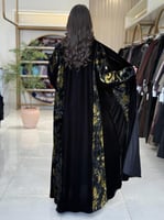 عباية تركيه بقماش مخمل كوري تدخيلات شيفون مخمل ذهب...