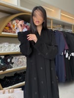 عباية رباب بقماش كريب الابداع مطرز اسود