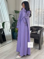 عباية كريب الراقي تطريز اغصان - لافندر