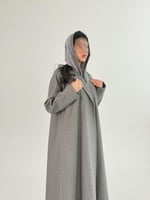 عباية يسرى بقماش جوخ شتوي رمادي فاتح