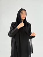 بليزر | عباية مهاب بقماش كريب ايطالي بتحديد اسود