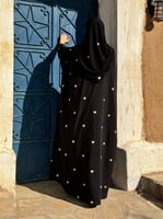 عباية شروره حرير مغسول مطرز - اسود