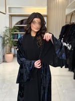 عباية جميله بقماش كريب الابداع مع شيفون مخمل كحلي