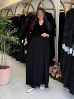 عباية محاسن بقماش مخمل كوري تدخيلات كريب الاناقه ب...