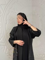 عباية ربى بقماش كريب الاناقة تدخيلات جاكار مشجر