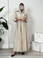 عباية اميمه ا بقماش كتان واقف بيج