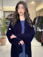 عباية ريتان بقماش كريب الابداع مع مخمل كحلي