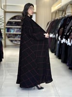 عباية ميسان بقماش كريب الابداع بتطريز عنابي