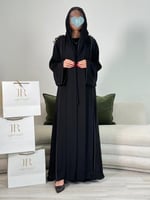 عباية عذاري ا بقماش كريب احساس - اسود