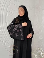 عباية تالين بقماش انترنت كويتي مطرز رمادي