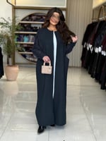 عباية كوثر بقماش جوخ شتوي تدخيلات مخمل رمادي