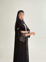 عباية ابريكا بقماش مخمل كوري دبل فيس رمادي