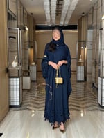 عباية لونيا بقماش انترنت كويتي تخريم كمبيوتر كحلي