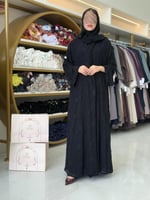 عباية الما بقماش شيفون بتطريز هاري مبطن كم واسع