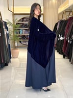 عباية ريتان بقماش كريب الابداع مع مخمل كحلي