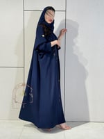 عباية هافين بقماش كريب باربي مزينه بشك كحلي