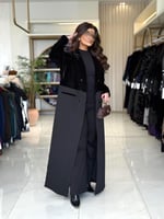 بليزر | عباية ملاذ بقماش مخمل كوري تدخيلات كريب اي...