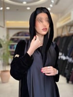 عباية كينا بقماش تفته تدخيلات مخمل اسود