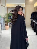 عباية سولي بقماش شيفون بتطريز ورود بفصوص