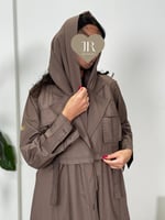 عباية اميمه ا بقماش كتان واقف لحمي