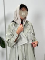 عباية اميمه ا بقماش كتان واقف فستقي