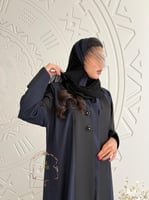 عباية سلا بقماش كريب باربي كحلي